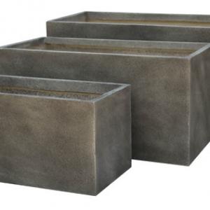 Rectangular Fibre Clay Planters Set of 3 Smooth Finishing